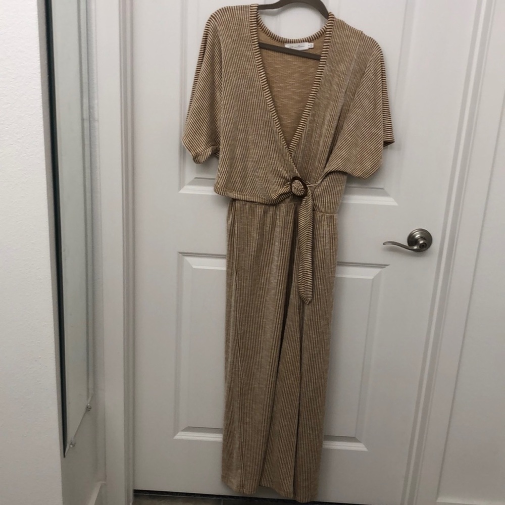 Tan striped jumpsuit